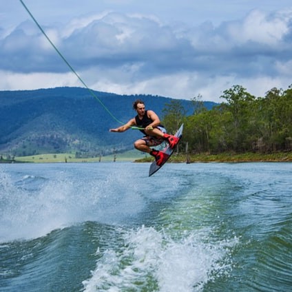 Man wake-boarding